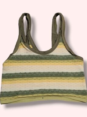Urban Outfitters Olive & Yellow Striped Ribbed Tank